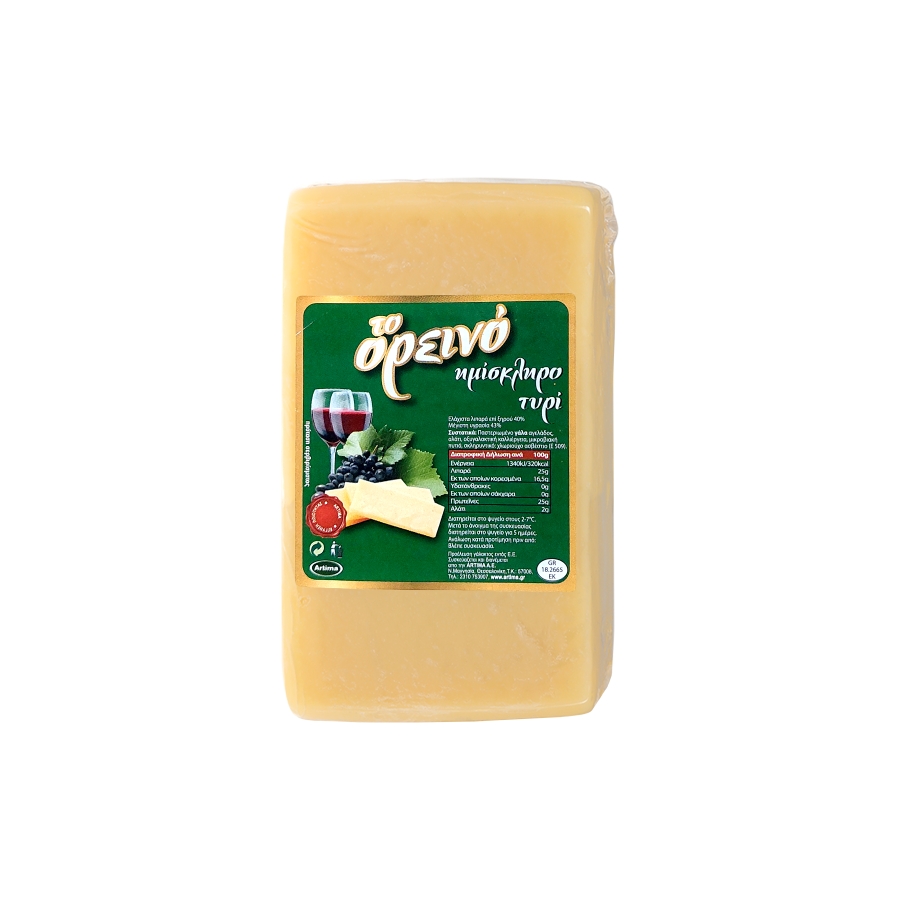 To oreino SEMI-HARD CHEESE 40% 1/2 R.W.