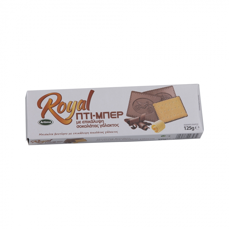 ROYAL PETIT-BEURRE BUTTER BISCUITS IN MILK CHOCOLATE 125g