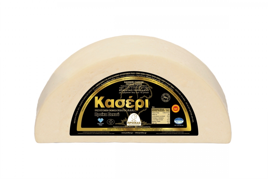 KASSERI CHEESE P.D.O. OVER 12 MONTHS MATURED PROIKAS FROM SOHOS 1/2 WHEEL R.W.